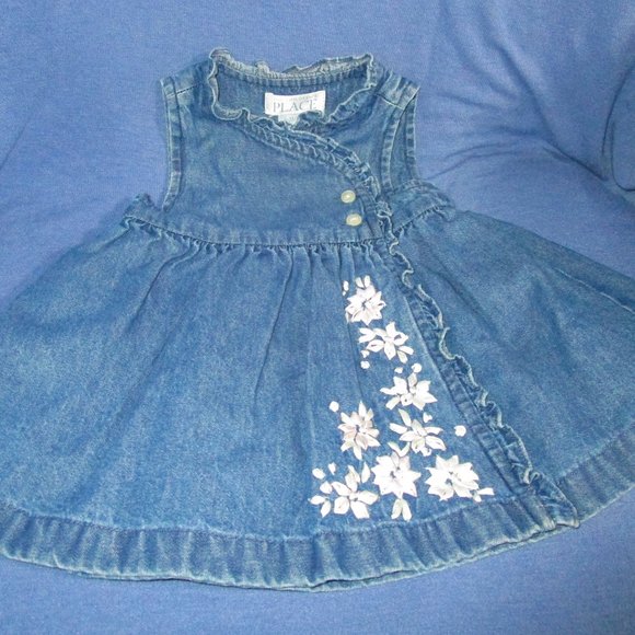 Infant Girl's Denim Dress Size 0-3 Months Children's Palace - Picture 1 of 3